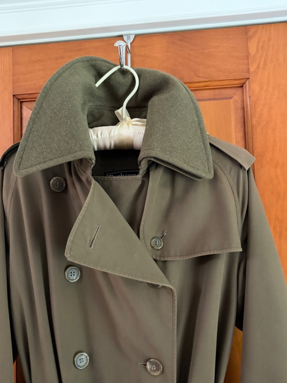 Vintage 1994 Burberrys 'Selkirk' Trench Coat Olive Green Full Set 3-in-1 Size 12 - Picture 7 of 16